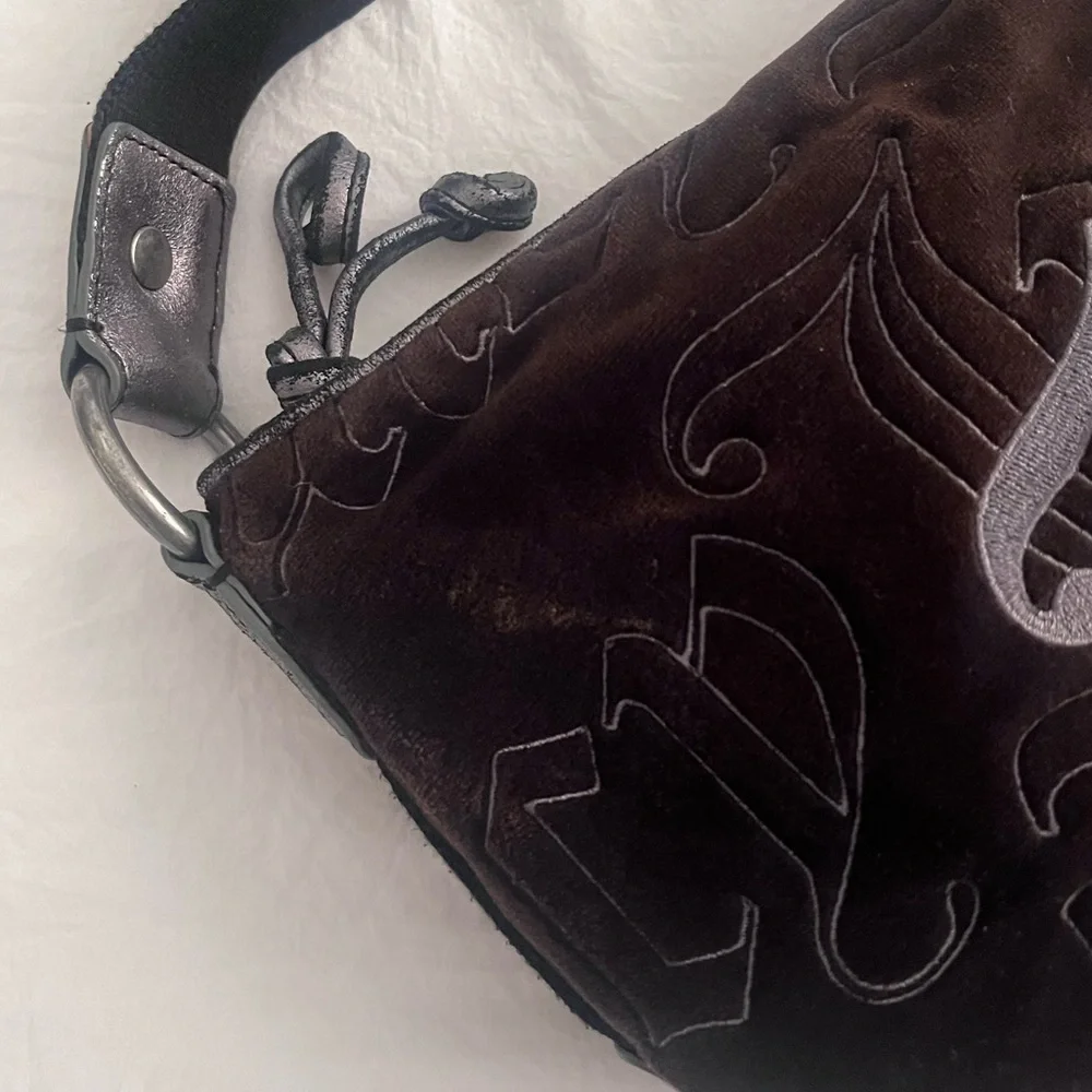 Juicy Couture Vintage McBling Black Purse Hobo Bag Handbag Velour Y2K - Picture 10 of 10